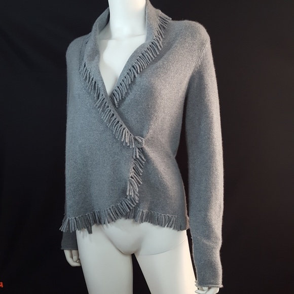 Magaschoni Cashmere Fringe Wrap Sweater - Picture 5 of 8